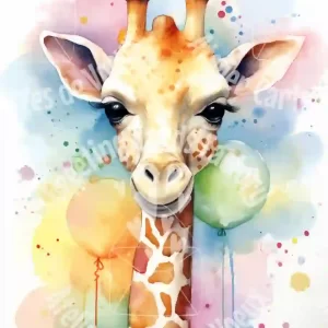 Poster anniversaire enfant girafe A4 vertical