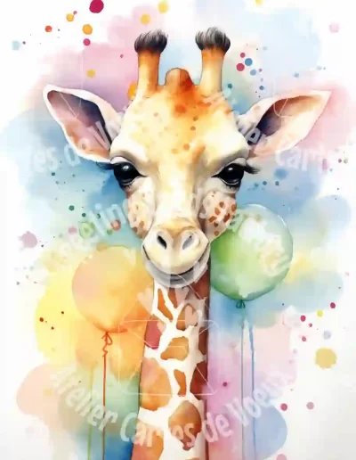 Poster anniversaire enfant girafe A4 vertical