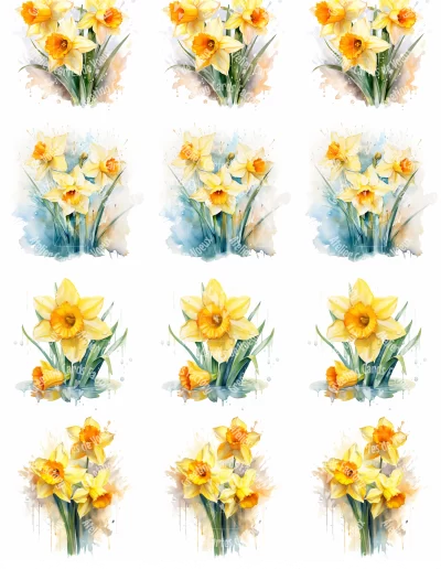 Planche d'étiquettes-cadeau Jonquilles